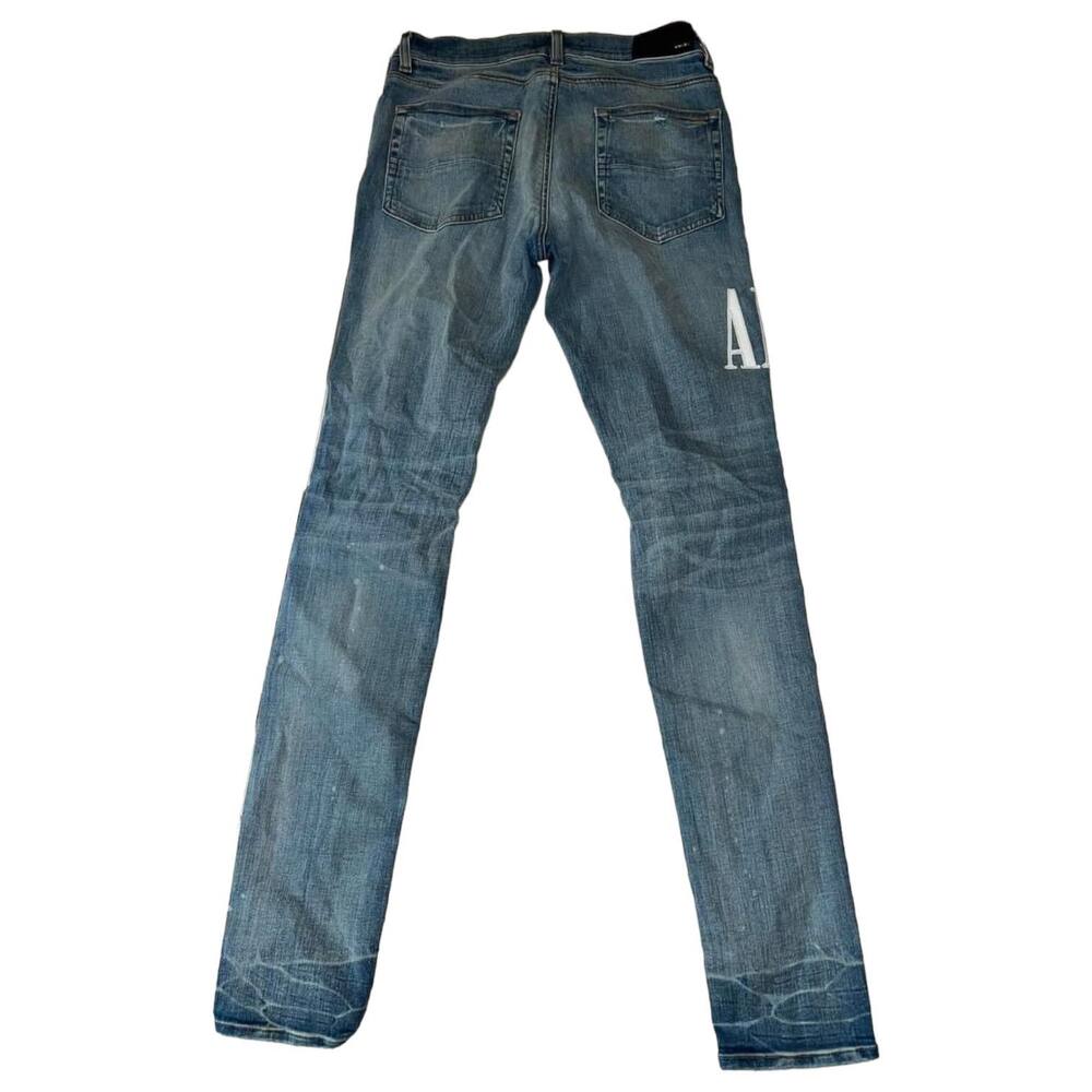 Amiri Embroidered Logo Distressed Skinny Denim Jeans Size 32 - Picture 10 of 11